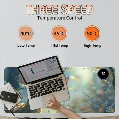 Heated Desk Pad Heated Large Mouse Pad, Electric Quickly Warm Desk Mat with 3 Levels Heating 3 Hours Auto Shut-Off, 31.5" x 13" Warm Gaming Mousepad Hand Foot Warmer, Baby Elephant