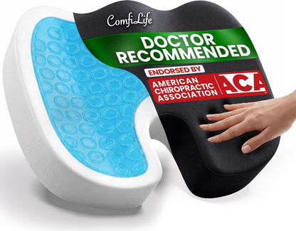 ComfiLife Premium Gel & Memory Foam Seat Cushion – Doctor Recommended Office Chair Cushion, Car Seat Cushion – Chair Cushions for Back & Sciatica Pain Relief – Seat Cushions for Office & Desk (Black)