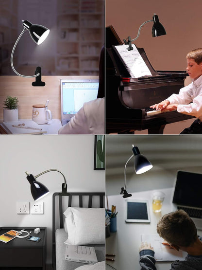 LALISU Desk lamp Eye-Caring Table Lamps, 360°Rotation Gooseneck Clip Lamp