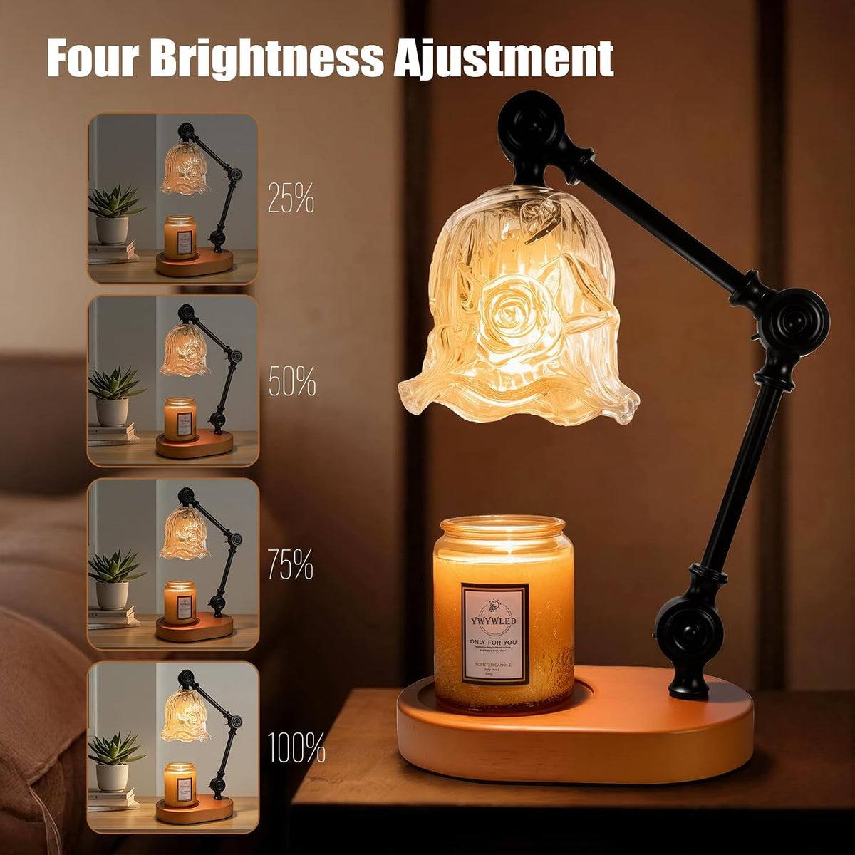 Candle Warmer Lamp, Dimmable Wax Melting Warmer with Adjustable Height, Bedroom Living Room Home Decor, Birthday Relaxation Gifts for Women (Green, Wave)