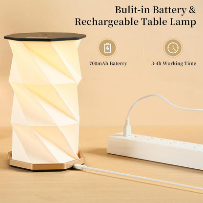 Travel Gifts Portable lamp with Touch Dimmer, Travel Lamp Warm Light, Foldable Paper Lamp, Rechargeable Small Battery Table Lamp for Bedroom Living Room, Traveling gifts for Women, Men & Couples