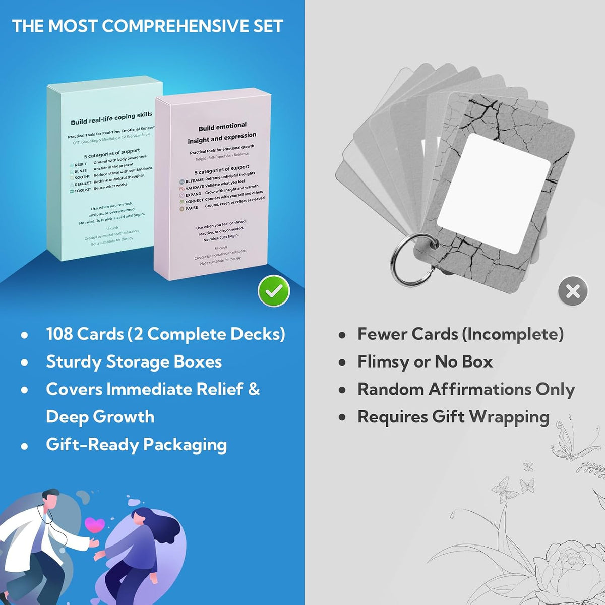 108 Mindfulness Cards for Coping Skills, Emotional Insight Therapy Cards