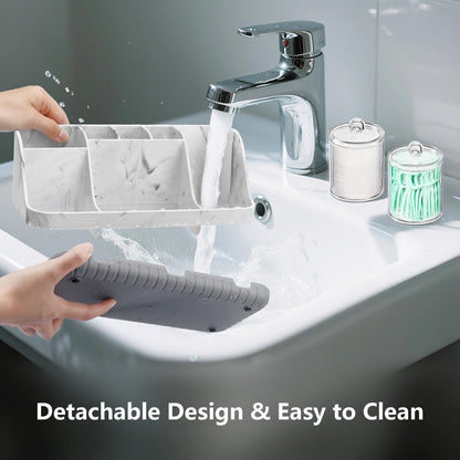 GFWARE Black Toothbrush Holder - 7 Slots Bathroom Organizer Countertop with Drainage Matte Black Electric Toothbrush and Toothpaste Holder for Bathroom Accessories Organization Vanity Sink Storage | Detachable 7 Slots Matte Black Kid Electric Toothbrush