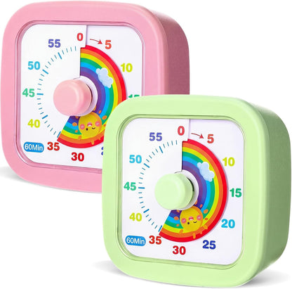 AmazingSpark 2 Pack Visual Timer 60 Minute Countdown Timer Colored Countdown Clock for Homeschool Supplies Study Tool, Classroom Home Office Time Management Tool (Classic,Blue,Green)