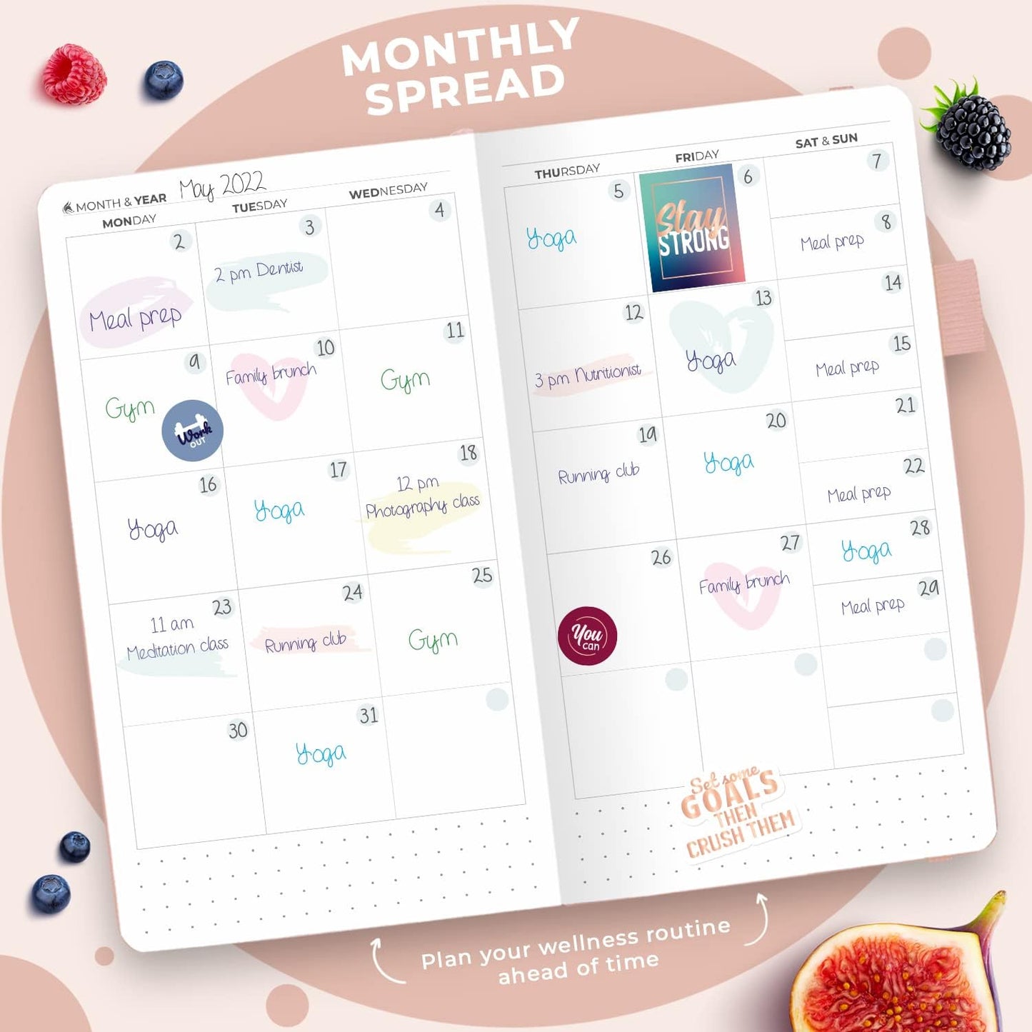Clever Fox Wellness Planner & Food Journal for Weight Loss, A5 Orange | 5.8"x8.3" nutrition & exercise tracker for women tracking meals, diet & symptom diary, calorie counter notebook, stickers