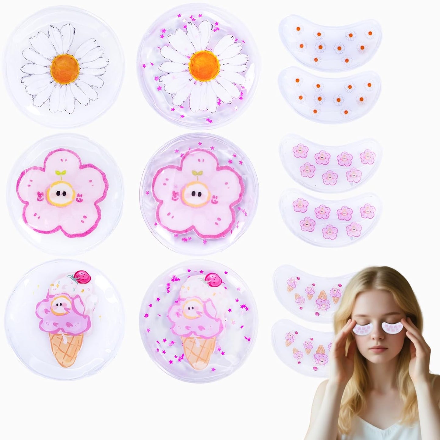 Cooling Eye Mask - Gel Ice Pack Reusable Cooling Eye Pads and Under Patches,Eye Hot Cold Treatment for Redness,Pain Relief Relax.