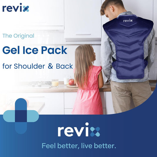 REVIX Large Ice Pack for Back & Shoulder, Reusable Gel Cold Wrap, Navy