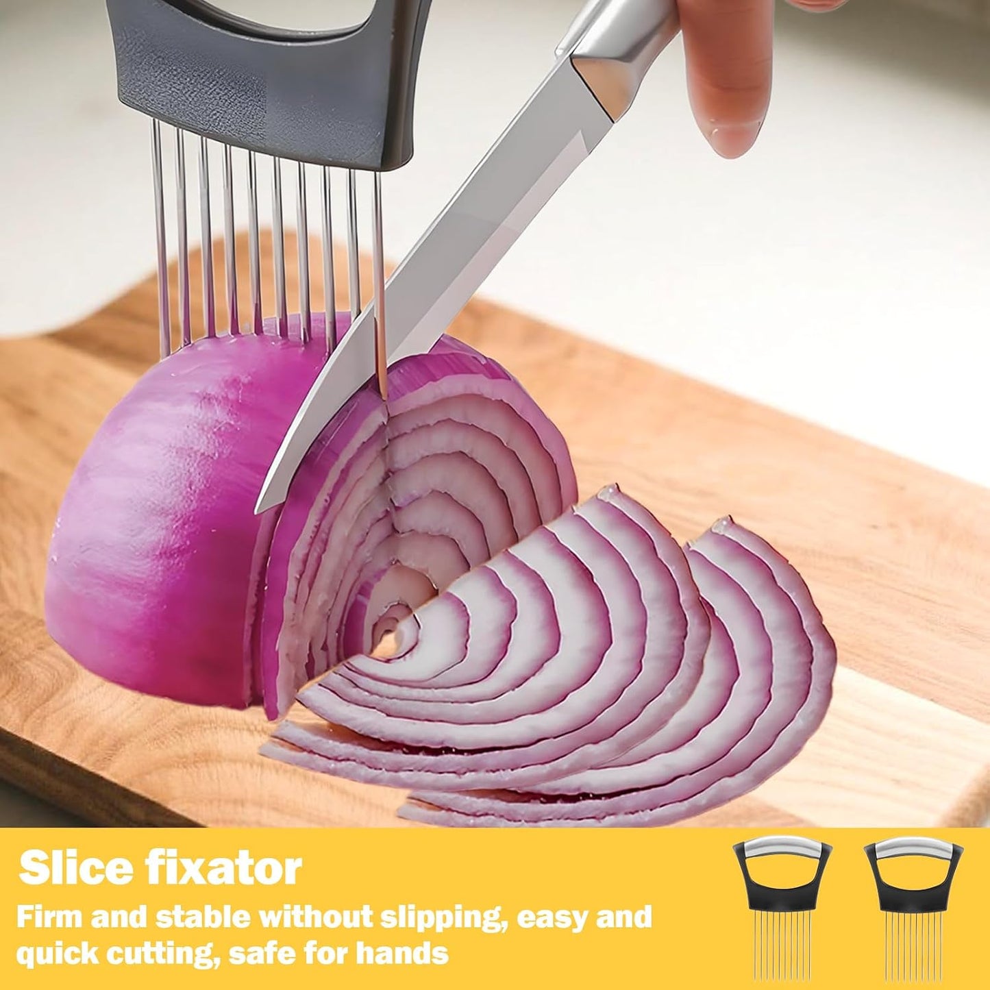 2 Pcs Onion Slicer,Onion Holder For Slicing,Chopper,Tomato Slicer,Cutter Slicer,Stainless Steel Tomato Vegetable Cutter For Potato, Avocados, Eggs, Food Assistant.