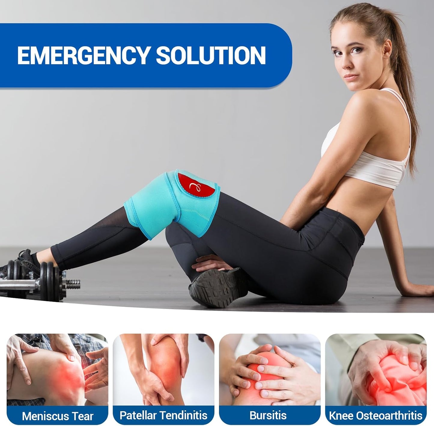 Comfytemp Large Knee Ice Pack Wrap with 2 Soft Gel Packs, Reusable Compression Knee Brace for Meniscus Tear, Cold Bag for Injury, Joint Pain Relief, Arthritis, ACL, After Surgery Men Women Recovery
