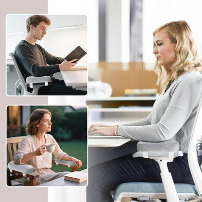 WdFour 2-Pack Non-Slip Armrest Pads for Office & Gaming Chairs - Ergonomic Forearm Support Pillow for Desk, Computer & Wheelchair, Pressure Relief Cushions (Black)