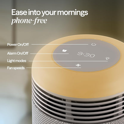 BLUEAIR Air Purifiers with Sunrise Alarm Clock for Home Bedroom Dorm, Beige