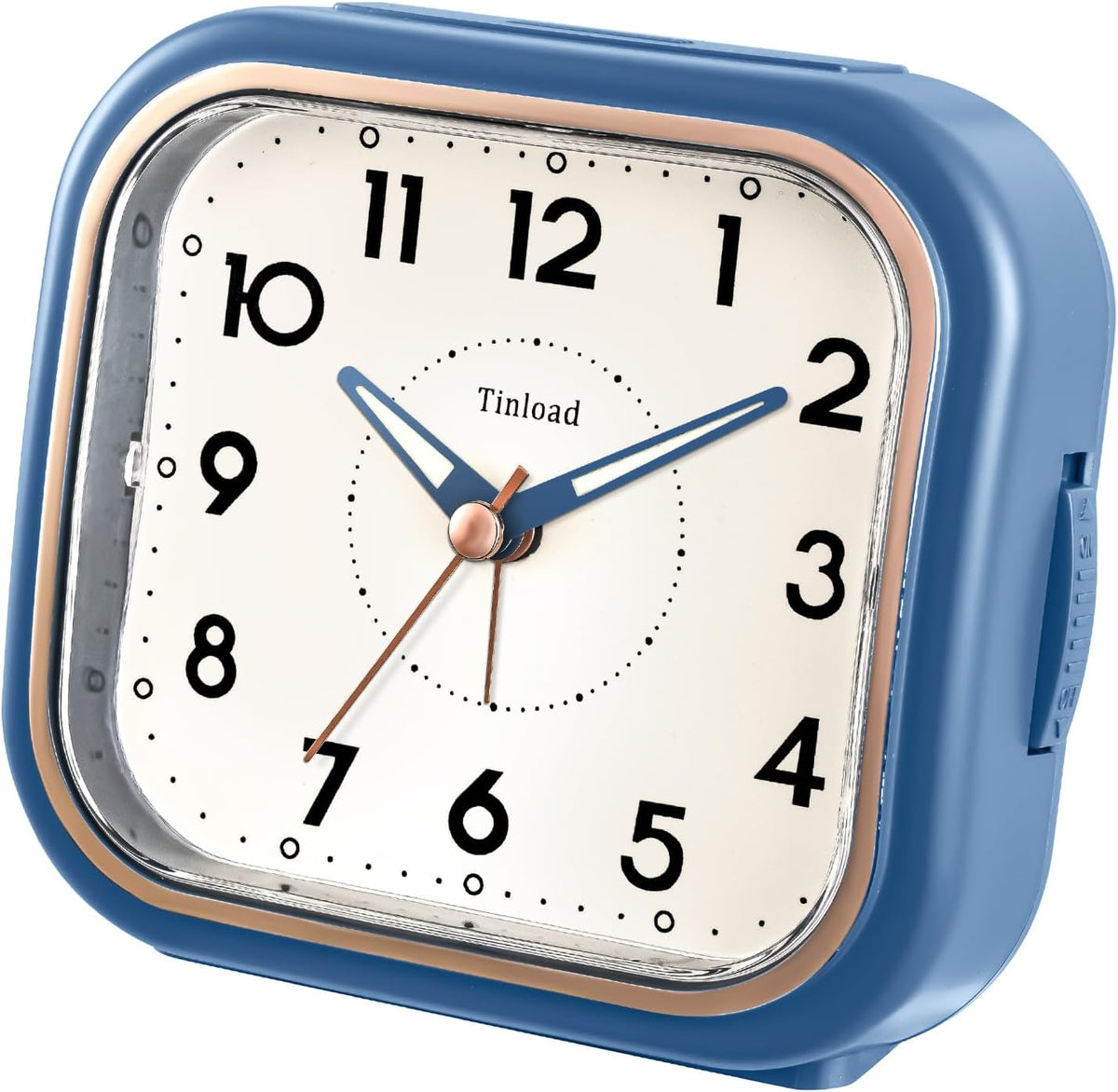Tinload 4.3" Vintage Retro Analog Alarm Clock, Super Silent Non Ticking Clock with Manual Light, Snooze, Battery Operated, Simply Design, for Living Room, Bedroom, Bedside, Desk(Blue-V2)