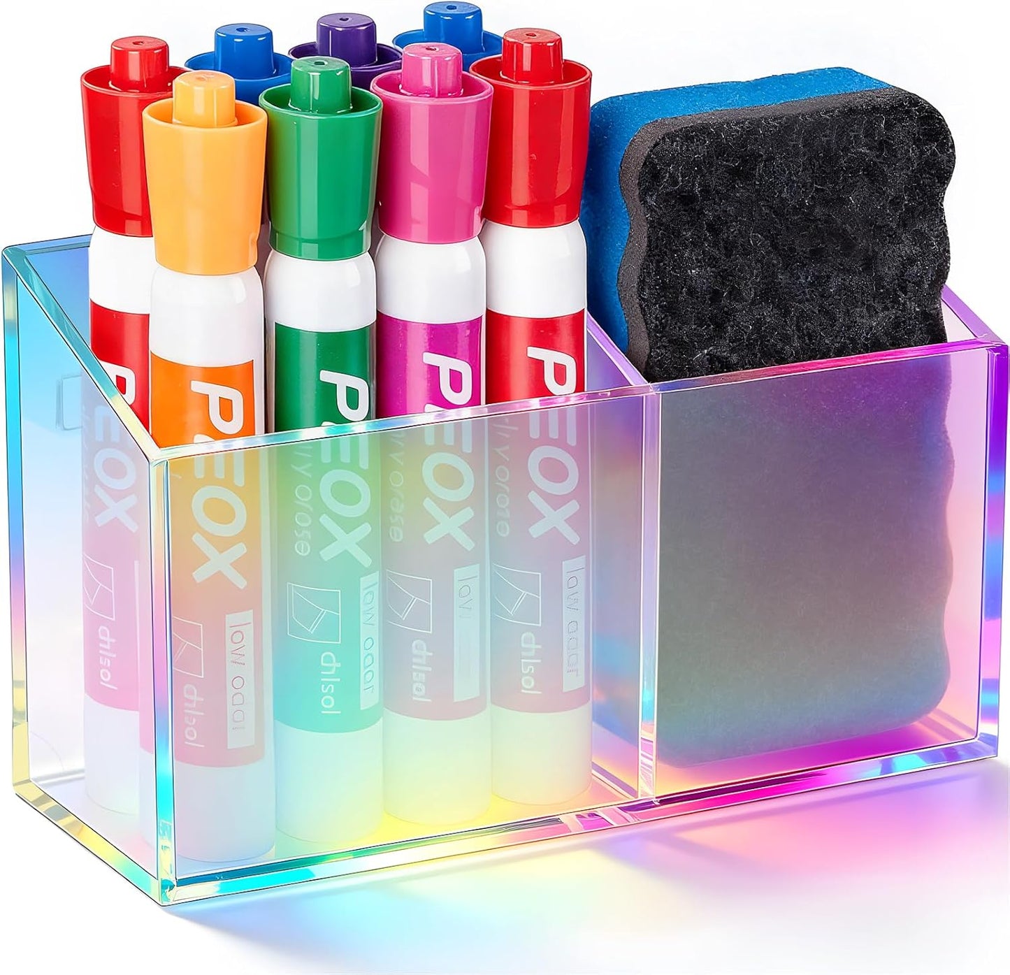 BEYGORM Magnetic Dry Erase Marker Holder for Whiteboard & Refrigerator | Non-slip Acrylic Pen Holder for Classroom, Fridge Magnet, Locker Organizer Accessories, Teacher & School Supplies(Black)