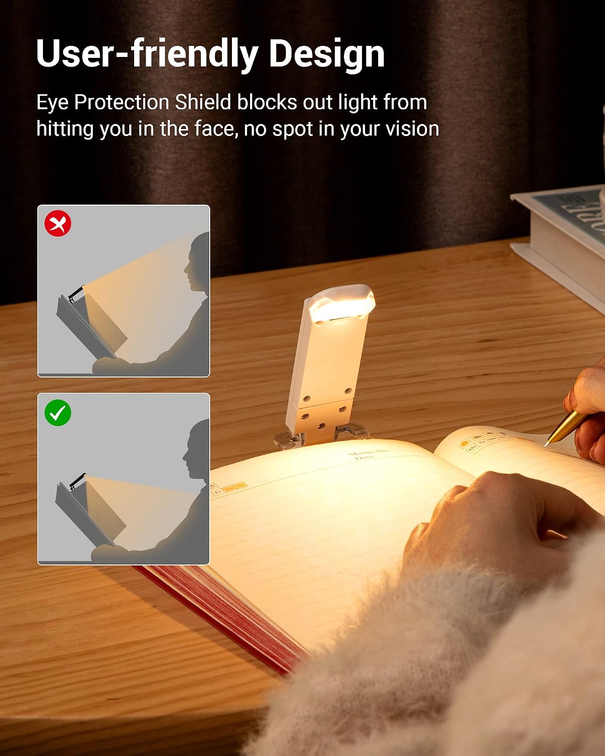 DEWENWILS USB Rechargeable Book Reading Light, 3000K Warm White, Brightness Adjustable Clip on LED Bookmark Lamp at Night in Bed, Portable Booklight for Bookworms, Kids