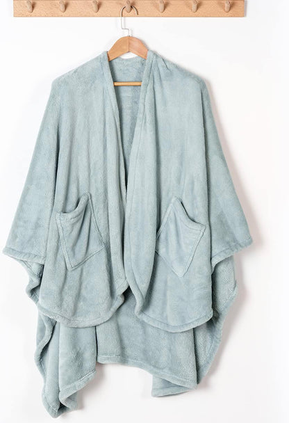 Berkshire Blanket Primalush™ Wearable Blanket, Cozy Loungewear Pocketed Plush Cape Wrap for Adults & Teens(Purple, One Size 58"X64")