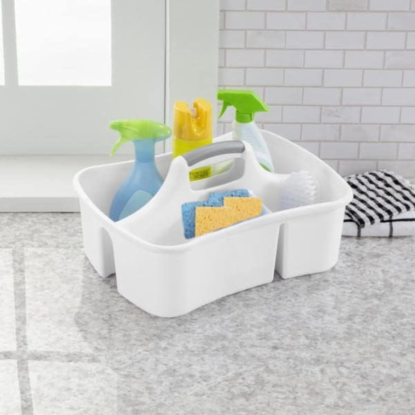 JOEY'Z Extra Large 5 Gallon Divided Cleaning Caddy Organizer with Handle | Cleaning Supplies for Housekeeping, Shower Caddy Portable, Shower Caddy Dorm - Cleaning Supplies Organizer 17.7 x 13.2 x 7.7