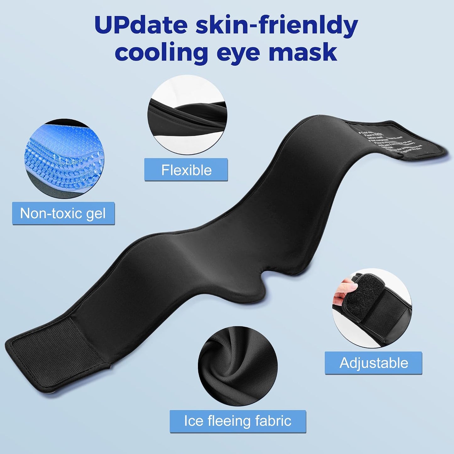 Cooling Gel Eye Mask Sleep: FSA -HSA Eligible, Cold Compress for Puffy Eyes & Migraine Relief - Reusable Gel Weighted Sleeping Mask for Dark Circles & After Surgery, Eye Care,Ice Pack for Eyes, Blue