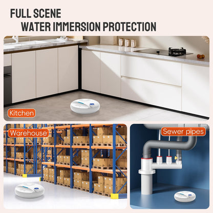 PILSAMAS Wireless Water Leak Detector, Loud Siren Water Sensor Alarm, IP67 | Top and bottom dual metal probes, Rustproof ABS plastic, Real-time drip and flood detection, Great for under sink or basement