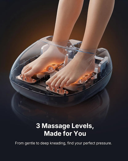 KNQZE Shiatsu Foot Massager with Heat for Plantar Fasciitis, FSA Eligible | Deep Kneading Shiatsu Massage, Multiple Heat & Compression Levels, Remote Control, Fits Men's Size 13, Gift for Women Men Mom