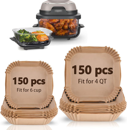 WMKGG Silicone Air Fryer Liners, 2PCS Air Fryer Silicone Liners | Reusable Rectangular Non-Stick Basket Accessories for Ninja Foodi Dual DZ201/DZ401 8-10QT
