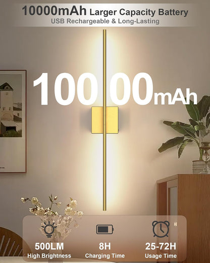 iThird Battery Operated Wall Sconces Set of 2: 10000mAh Rechargeable Wireless Wall Lights, 360° Rotatable Magnetic Wall Lamp, 4CCT Dimmable LED Wall Lighting for Bedroom Living Room Hallway, 31.7in
