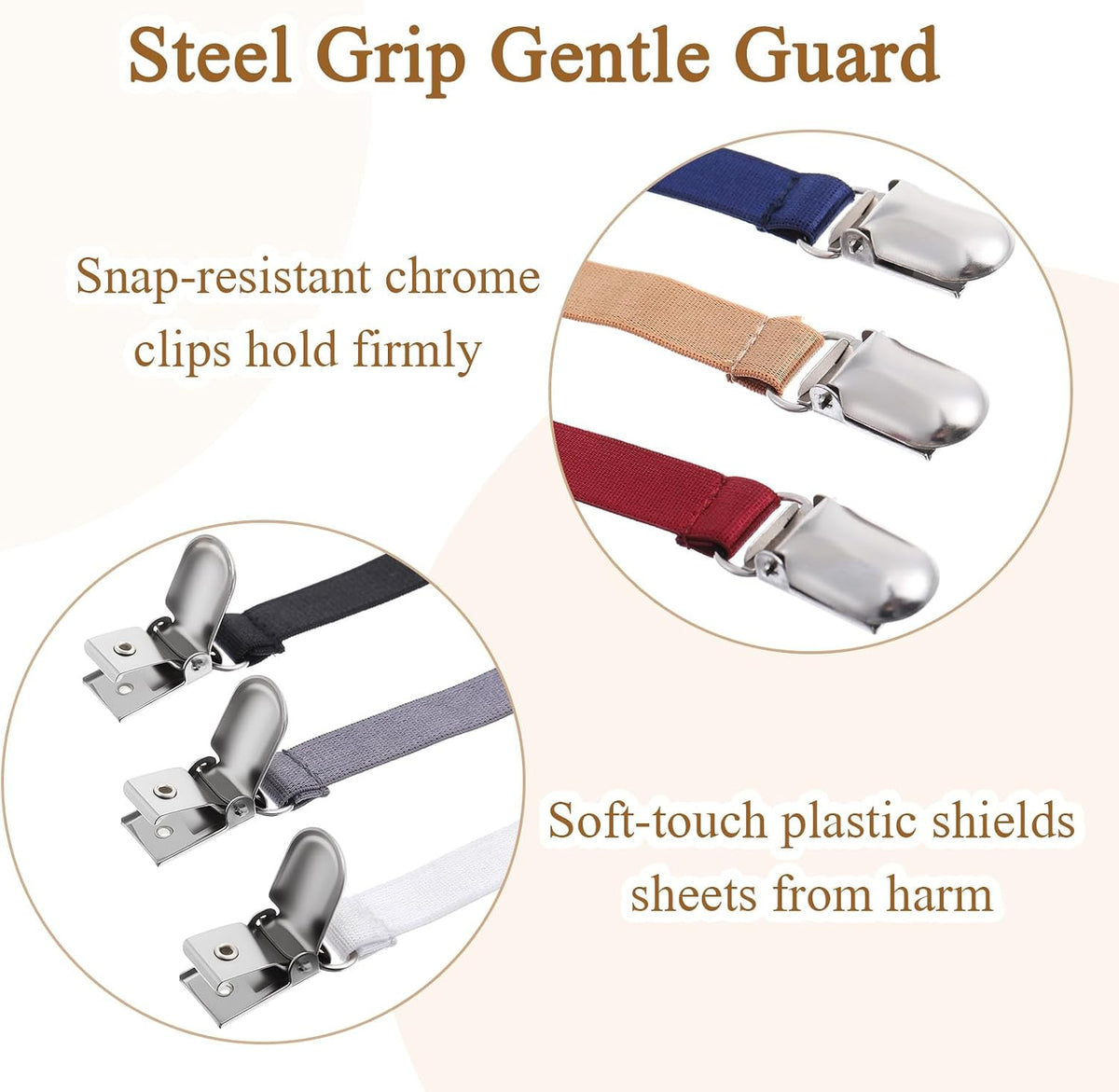 Boao 24 Pcs Bed Sheet Clips Straps Heavy Duty Adjustable Fasteners Elastic Fitted Bed Holder Mattress Corner Sheet Fasteners for Home Room Couch Supplies(White,8-12inch)