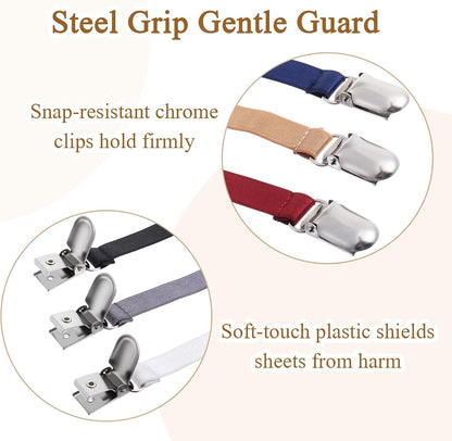 Boao 24 Pcs Bed Sheet Clips Straps Heavy Duty Adjustable Fasteners Elastic Fitted Bed Holder Mattress Corner Sheet Fasteners for Home Room Couch Supplies(White,8-12inch)