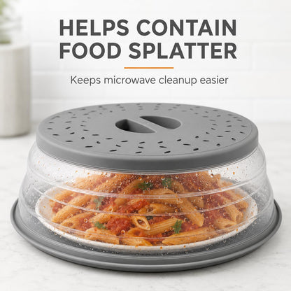 Collapsible Microwave Splatter Cover for Food 10.5 Inch Vented Blue