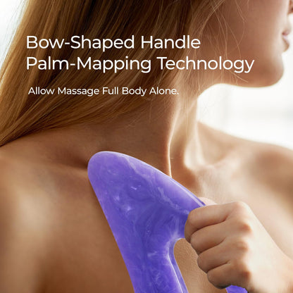 Scienlodic Gua Sha Massage Tool with Handle (Resin) Larger Guasha Scraping Tool for Back Neck Face Leg Massage, Lymphatic Drainage, Cellulite Remove - Large