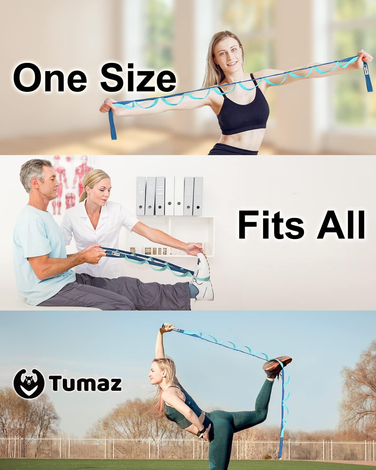 Stretching Strap, 10-Loop Non-Elastic Yoga Strap | Designed for stretching, yoga, Pilates and rehab with 10 loops, durable webbing and a longer 79-inch design