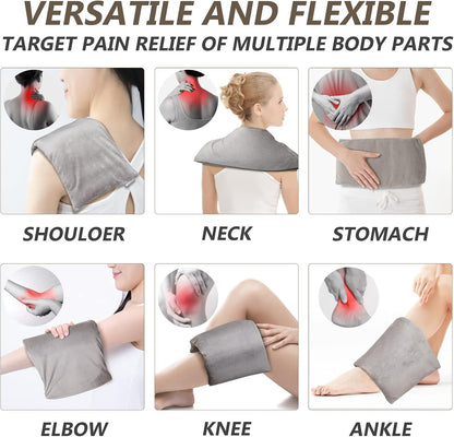 RelaxCoo Heating pad Microwavable with Washable Cover 6 * 12" Microwave Moist Heat Pad for Neck Shoulder, Cramps, Back Pain Relief, Warm Compress Rice Bean Bag Hot Pack for Muscles, Joints, Lavender