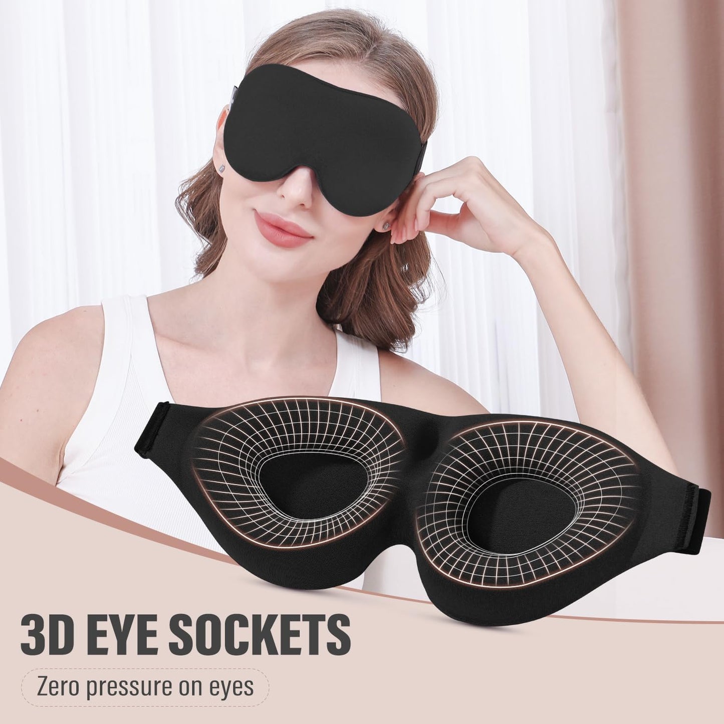 YIVIEW Sleep Mask for Side Sleeper, Complete Light Blocking 3D Sleeping Eye Mask, Soft Breathable Eye Cover for Women Men, Relaxing Zero Pressure Night Blindfold | Soft Breathable Eye Cover for Women Men, 3D Sleeping Eye Mask Black, Relaxing Travel