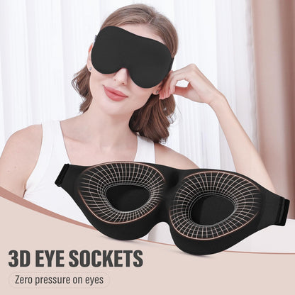 YIVIEW Sleep Mask for Side Sleeper, Complete Light Blocking 3D Sleeping Eye Mask, Soft Breathable Eye Cover for Women Men, Relaxing Zero Pressure Night Blindfold | Soft Breathable Eye Cover for Women Men, 3D Sleeping Eye Mask Black, Relaxing Travel