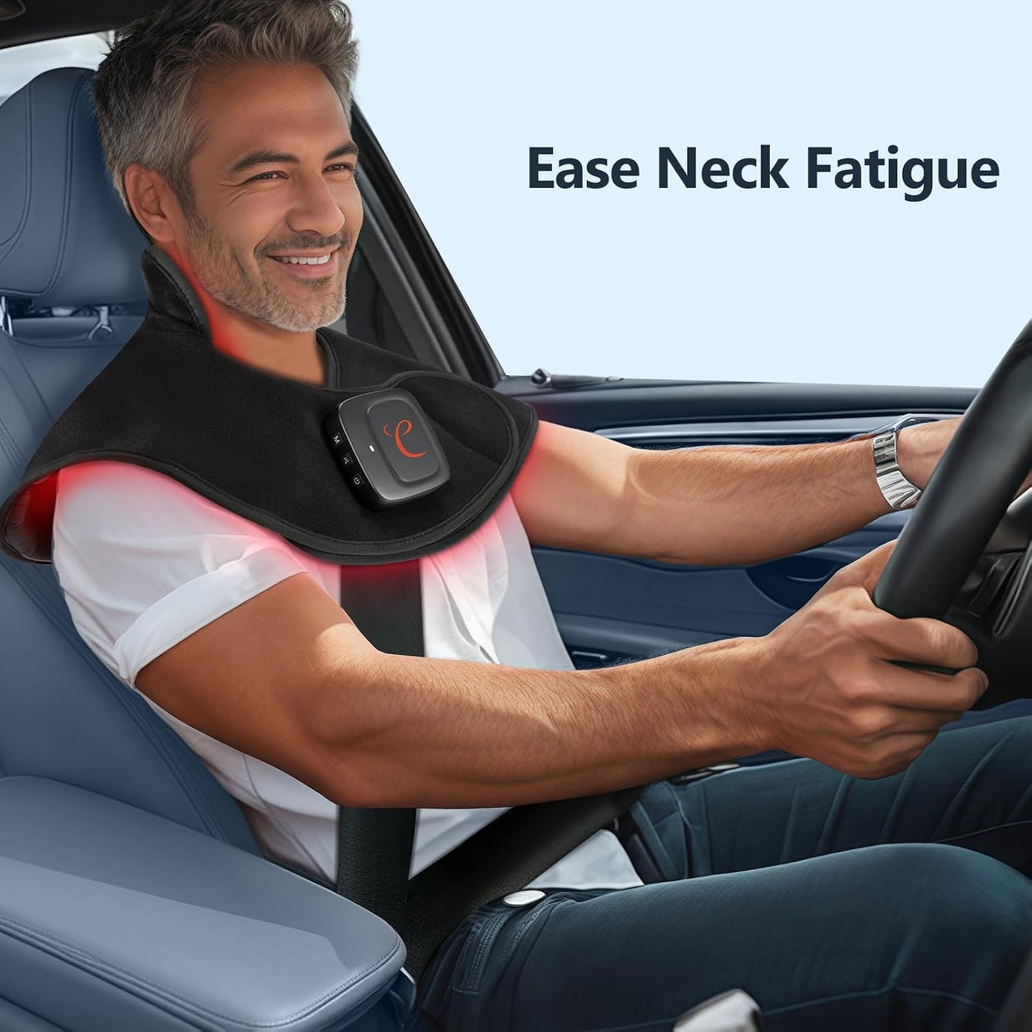 Comfytemp Cordless Red Light Therapy for Neck Shoulder, 19W, 660nm & 850nm | Wearable Flexible Near Infrared Light Wrap for Body, Wireless Portable Light Cape for Upper Back Muscle, Home Office Use