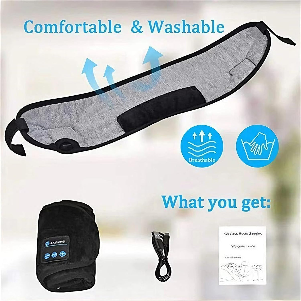Wireless Bluetooth Sports Headband Headphones Ultra-Thin HD Stereo Perfect for Sleeping Workout Jogging Yoga Insomnia Grey Air Travel Meditation