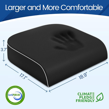 SweetSlubr Memory Foam Seat Cushion, Office Chair Cushion, 3-Inch, Large