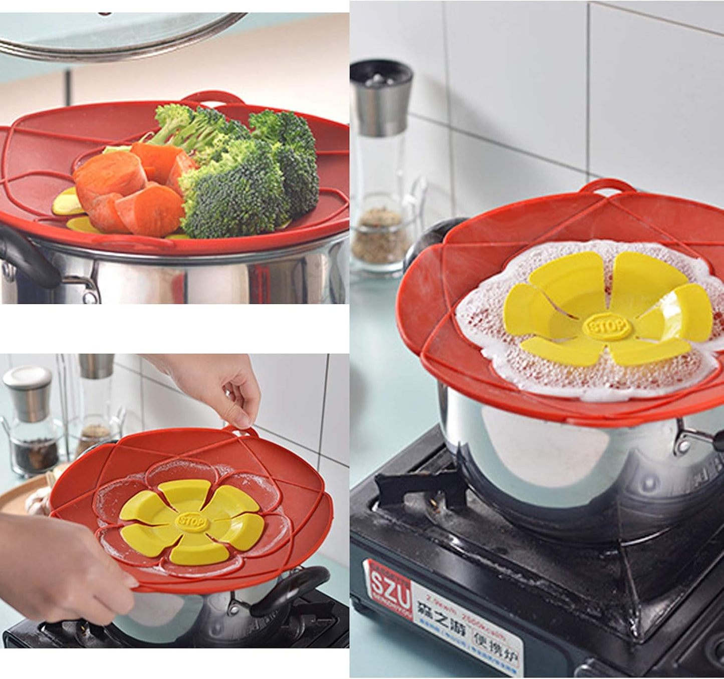 1 Pack Spill Stopper Lid Cover for Pans and Pots Boil, Boil Over Safeguard, Anti Spill Lid Fits Openings 5.5" to 9.5" in Diameter (Green)