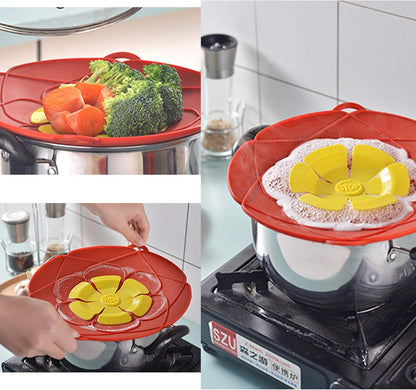 1 Pack Spill Stopper Lid Cover for Pans and Pots Boil, Boil Over Safeguard, Anti Spill Lid Fits Openings 5.5" to 9.5" in Diameter (Green)