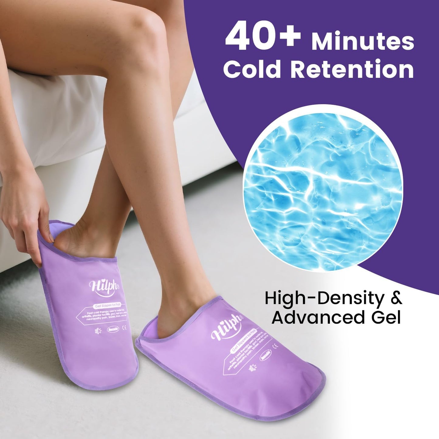 Hilph Foot Ice Pack Slippers, 1 Pair Ice Pack for Feet & Toes Pain Relief | Reusable Hot Cold Therapy for Plantar Fasciitis, Gout, Bunions, Neuropathy Relief, Surgery Recovery, HSA Eligible FSA, Blue