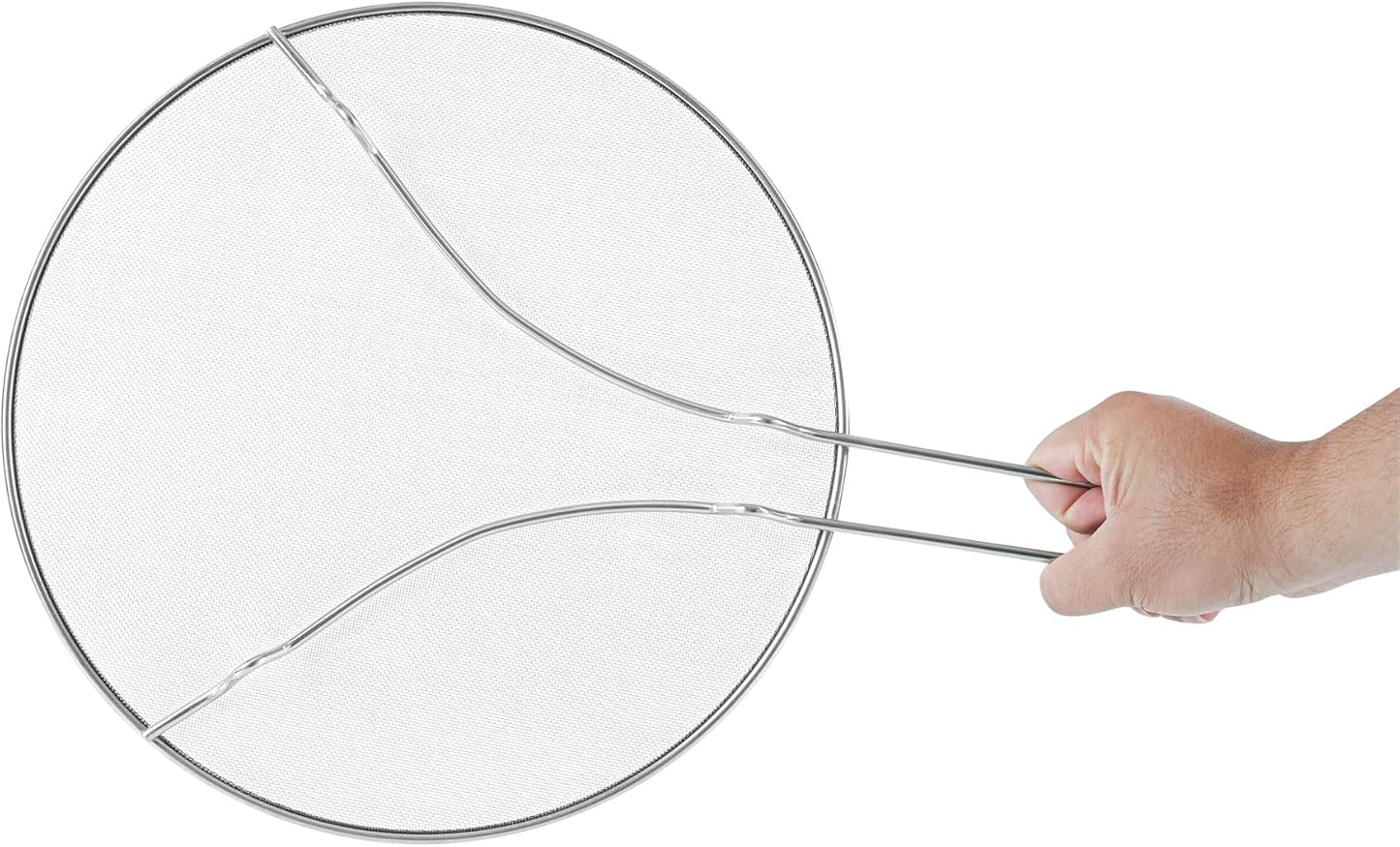 Restaurantware Splatter Screen 1 Count 13" Fine Mesh Cover Stainless Steel Splatter Guard with Resting Feet Cooking Protector for Frying Pan, Cooking Pots, Saute, Grease and Oil, Kitchen Tool