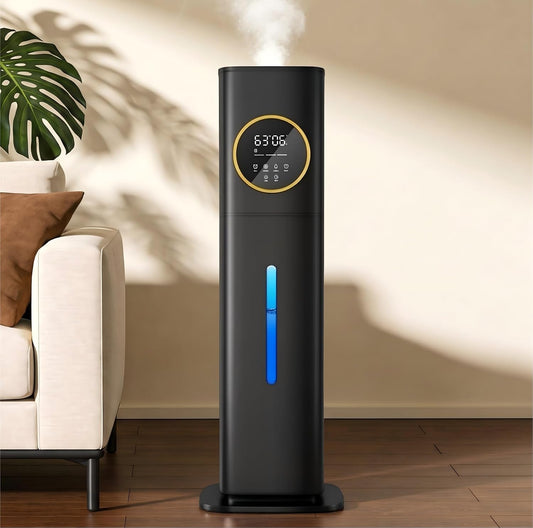 LACIDOLL Humidifiers for Bedroom, 2.1Gal/8L Humidifier large room with Essential Oil Diffuser, Top Fill Whole House Cool Mist Humidifiers for Plants Baby Kids Adults(Black) | Humidifier Large Room with Humidity Control, Leak-Proof, Top Fill Cool Mist Air