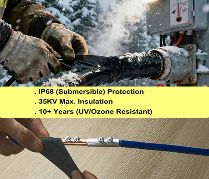 2" x 12FT Military-Grade Self-Fusing Tape | 65mil Thick | Silicone-Butyl Composite | IP68 Permanent Waterproof Seal & 35KV Insulated| for Heavy-Duty Pipe, Electrical & Outdoor Repair