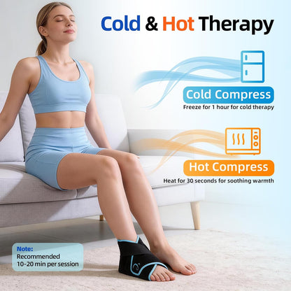 Comfytemp Ankle Foot Ice Pack Wrap for Plantar Fasciitis Relief, FSA Eligible HSA, Ankles Brace for Sprain Pain, Heel Spur, Swelling, Achilles Tendonitis, Hot Cold Gel Ice Pack for Injuries Reusable