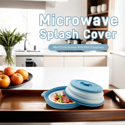 Microwave Cover for Food, 10.2 Inch Microwave Splatter Cover with Anti-Scald Tray, Collapsible Vented Microwave Plate Cover, BPA-Free Food Lid with Handles for Compact Microwaves