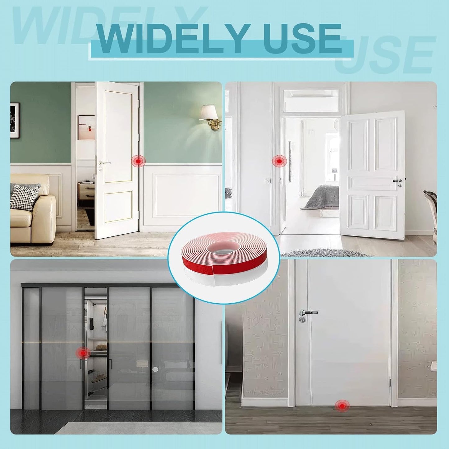 Door Weather Stripping, Silicone Door Seal Strip Sealing Tape, Door Draft Stopper Adhesive Seal Tape for Doors Windows &Shower Glass Door Gaps (Thickness Upgrade)
