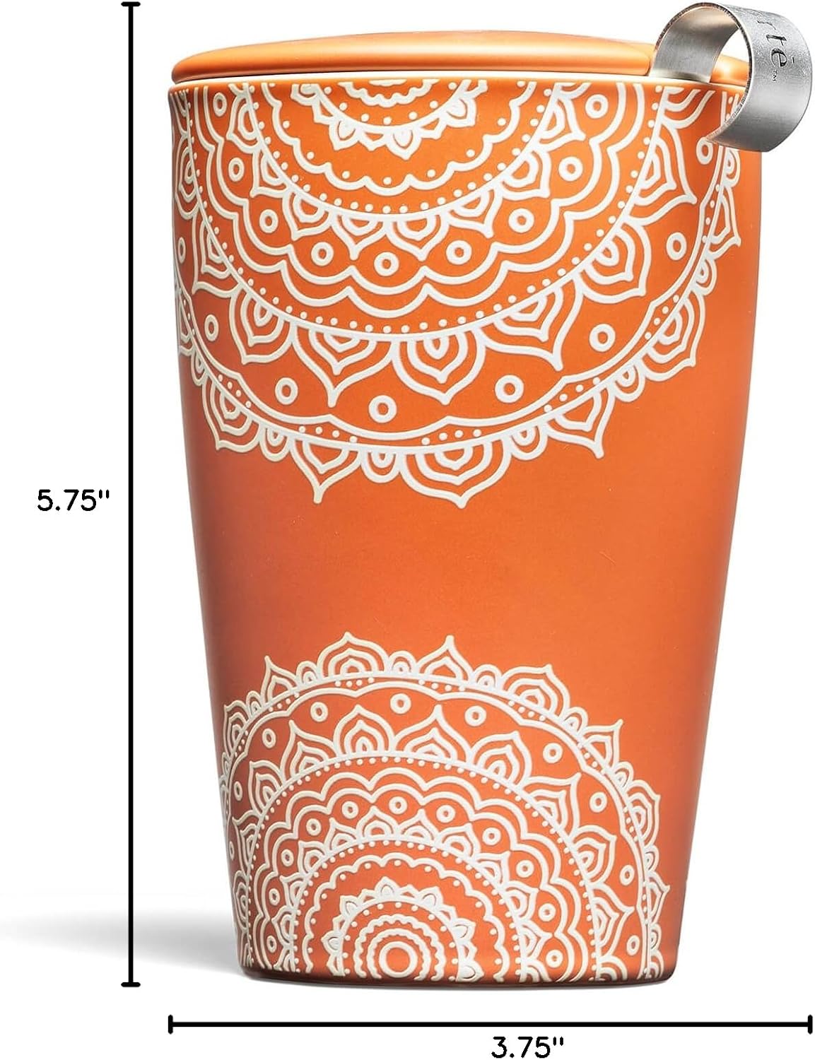Tea Forte Double-Walled Ceramic Kati Cup, Noir, 12 oz | Insulated Ceramic - Stainless Steel Loose Leaf Infuser - Keeps Tea Hot Longer - Lid Included - Microwave & Dishwasher Safe
