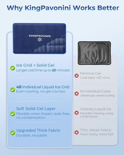 KingPavonini Soft Large Ice Pack for Injuries Reusable with Straps, 11"x15"