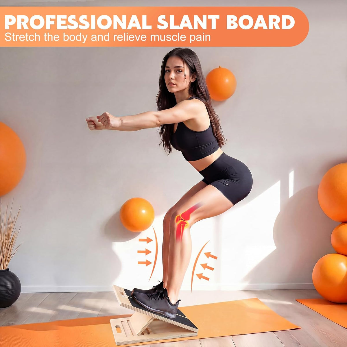 Portable Slant Board for Calf Stretching, Adjustable Wooden Calf Stretcher Incline Board, Calf Stretch Board for Squats Leg Knees Heel Ankle Stretching