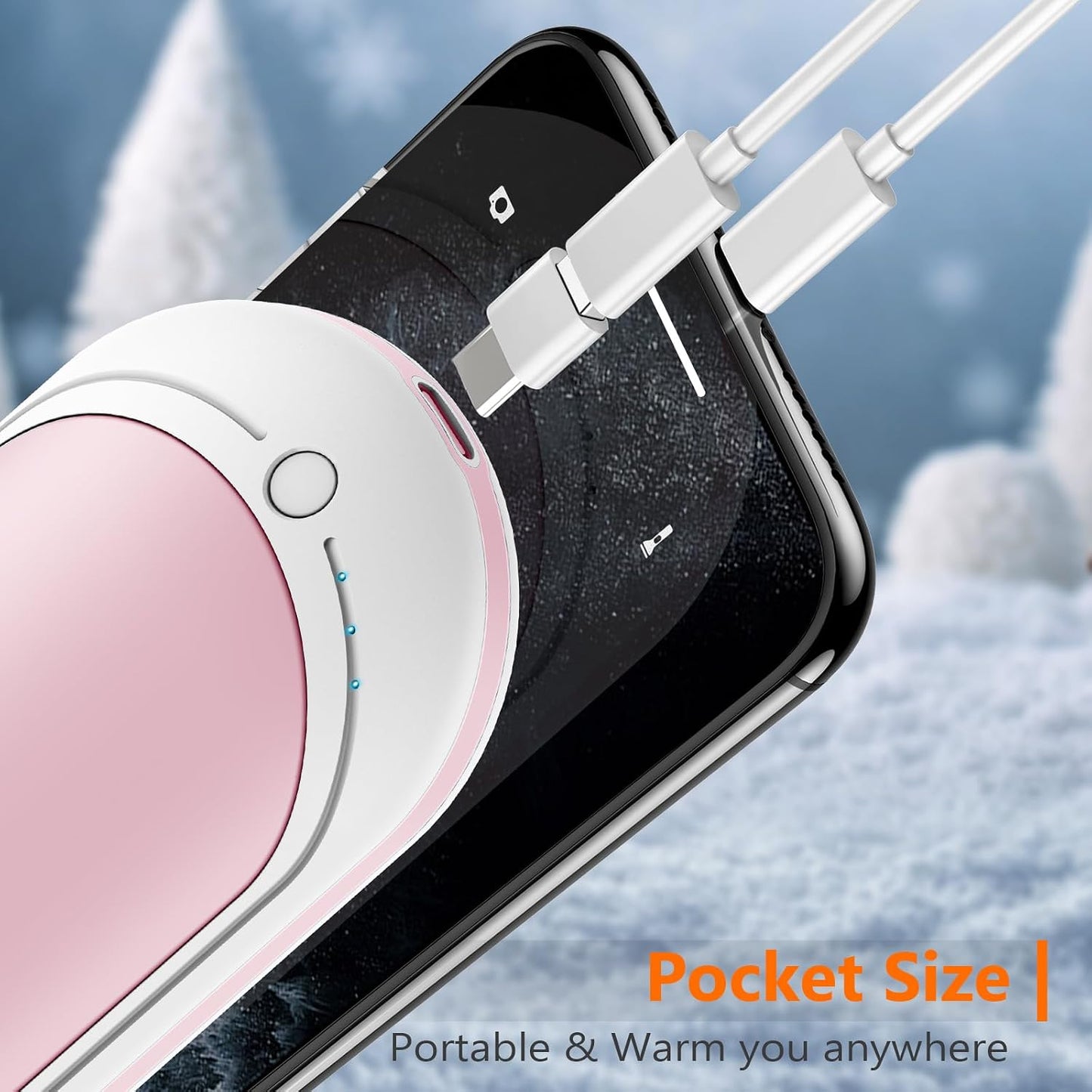 BESKAR Rechargeable Hand Warmer, 5200mAh Electric Hand Heater | Double Sided Heating, USB Quick Charge, Portable Pocket Hand Warmer for Outdoor, Golf, Raynauds