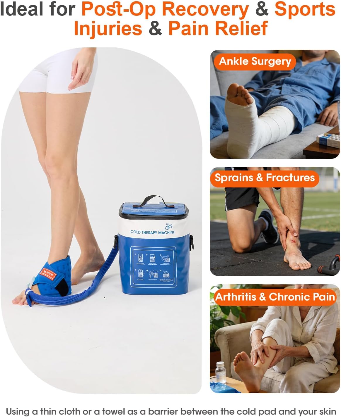 JOBYNA Leakproof Cold Therapy Knee Pad – Compatible Exclusively Ice Therapy Machine, Continuous Circulating Ice Knee Wrap for Post-Surgery Recovery, ACL, Meniscus Tear – No Gel Replacement Pad